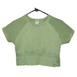 Green Short Sleeve Crop Top